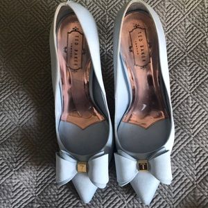 Ted Baker Azeline Blue Satin Bow Pumps 